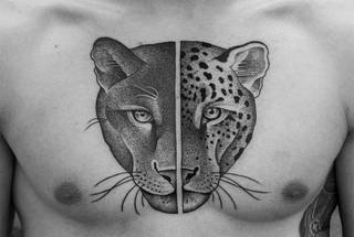 lew na klacie dotwork lew na klacie dotwork
