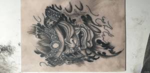 Chciałbym prosić o ocenę pracy.... Prośba o ocenę pierwszego tatuazu na sztucznej skórze
