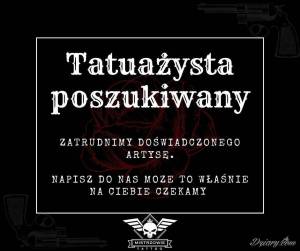 Drodzy artyści!Z dnia na dzień... Poszukiwany tatuażysta do studia w Poznaniu!
