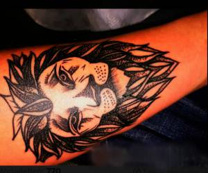 Lew w stylu linework, co... Lion
