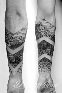 Z racji, że lewą rękę... Lasy, góry, chmury czyli nowa ręka w dotwork.
