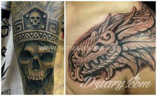 Tatuaże o niesamowitej drobiazgowości; starożytne wzory robiące wrażenie - zarówno małe jak i zajmujące kilkanaście lub więcej centymetrów. Tatuaże nawiązujące do świata Majów i czasów konkwisty to mnogość azteckich detali.