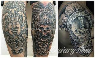 Tatuaże o niesamowitej drobiazgowości; starożytne wzory robiące wrażenie - zarówno małe jak i zajmujące kilkanaście lub więcej centymetrów. Tatuaże nawiązujące do świata Majów i czasów konkwisty to mnogość azteckich detali.