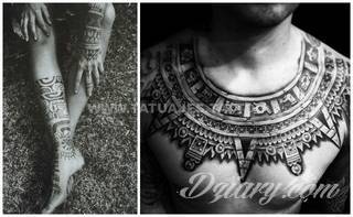 Tatuaże o niesamowitej drobiazgowości; starożytne wzory robiące wrażenie - zarówno małe jak i zajmujące kilkanaście lub więcej centymetrów. Tatuaże nawiązujące do świata Majów i czasów konkwisty to mnogość azteckich detali.