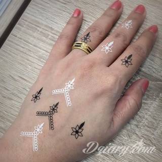 Białe tatuaże wyglądające np. na dłoni niczym delikatna, koronkowa rękawiczka. Świetne wzory dla kobiet dbających o nieprzeciętny image. Białe tatuaże o różnorodnym poziomie detali pozwalają na ozdobienie skóry w sposób subtelny i ujęty w formie symbolu.