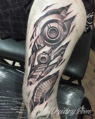 Tatuaże biomechaniczne tworzące swoisty przekrój człowieka. Rozbudzają wyobraźnię pokazując, że pod skórą kryją się nie tylko narządy, ale części mechaniczne. Tatuaże w takiej formie nawiązują trójwymiarem do wizji humanoida - ludzkiego robota. 