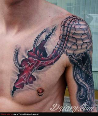 Tatuaże biomechaniczne tworzące swoisty przekrój człowieka. Rozbudzają wyobraźnię pokazując, że pod skórą kryją się nie tylko narządy, ale części mechaniczne. Tatuaże w takiej formie nawiązują trójwymiarem do wizji humanoida - ludzkiego robota. 