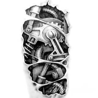 Tatuaże biomechaniczne tworzące swoisty przekrój człowieka. Rozbudzają wyobraźnię pokazując, że pod skórą kryją się nie tylko narządy, ale części mechaniczne. Tatuaże w takiej formie nawiązują trójwymiarem do wizji humanoida - ludzkiego robota. 