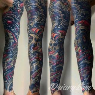 Tatuaże biomechaniczne tworzące swoisty przekrój człowieka. Rozbudzają wyobraźnię pokazując, że pod skórą kryją się nie tylko narządy, ale części mechaniczne. Tatuaże w takiej formie nawiązują trójwymiarem do wizji humanoida - ludzkiego robota. 