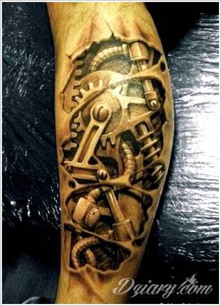 Tatuaże biomechaniczne tworzące swoisty przekrój człowieka. Rozbudzają wyobraźnię pokazując, że pod skórą kryją się nie tylko narządy, ale części mechaniczne. Tatuaże w takiej formie nawiązują trójwymiarem do wizji humanoida - ludzkiego robota. 