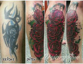 Tatuaże zakrywające; zasłaniające niedoskonałości skóry - znamiona, blizny czy wcześniejsze grafiki. Cover-up to mini-dzieła sztuki, które doskonale dopasowują się do konkretnych warunków na ciele tworząc zwartą, ciekawą całość.