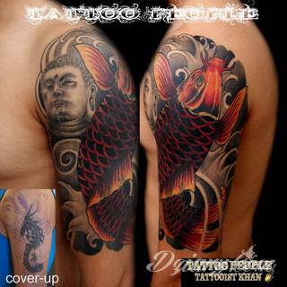 Tatuaże zakrywające; zasłaniające niedoskonałości skóry - znamiona, blizny czy wcześniejsze grafiki. Cover-up to mini-dzieła sztuki, które doskonale dopasowują się do konkretnych warunków na ciele tworząc zwartą, ciekawą całość.