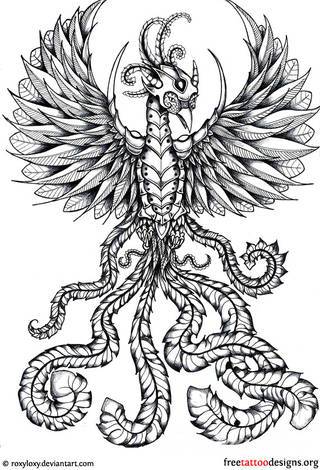 Nieśmiertelność, odrodzenie, powstanie z popiołów - taka symbolika tatuaży z Feniksem w niebanalny sposób ozdobi skórę osób o ogromnej wytrwałości. Tatuaże mogą być zarówno proste jak i skomplikowane; na tych drugich Feniks przyjmuje szczególnie ciekawe formy.