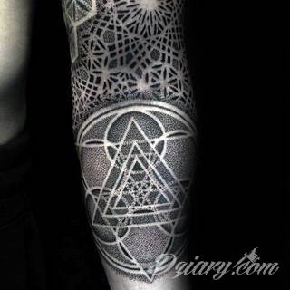 Tatuaże geometryczne niepokojąco kuszące wzrok. Łączą prostą formę opartą na kilku kształtach jak i duże formaty o spójnej kompozycji graficznej stworzonej z niewielkich symboli.  