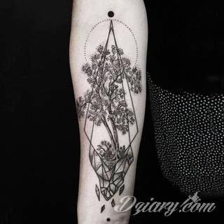 Tatuaże geometryczne niepokojąco kuszące wzrok. Łączą prostą formę opartą na kilku kształtach jak i duże formaty o spójnej kompozycji graficznej stworzonej z niewielkich symboli.  