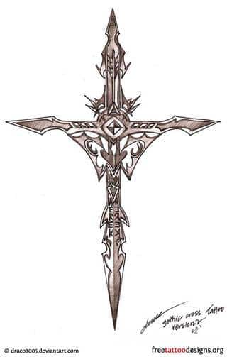 Tatuaże podkreślające nie tylko przywiązanie do religii. Krzyże o różnej formie - od cienkich po potężne; stylizowane na drewno jak i krzyże o metalicznej postaci czasami podkreślone dodatkowym łańcuchem. 