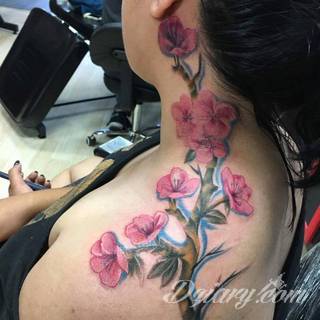 Dwa niewielkie owoce, rozbudowane drzewo zajmujące plecy a może płacząca kolorami wiśnia na łopatce? Każdy z motywów graficznych kwiatu wiśni ma swoją własną specyfikę, którą dopasować można do odbiorcy. 