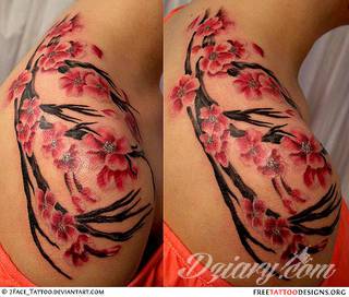 Dwa niewielkie owoce, rozbudowane drzewo zajmujące plecy a może płacząca kolorami wiśnia na łopatce? Każdy z motywów graficznych kwiatu wiśni ma swoją własną specyfikę, którą dopasować można do odbiorcy. 