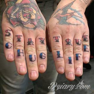 Niewielkie tatuaże na ręce. Formaty skromne i pozbawione akcentów kolorystycznych oraz rozbudowane kształty grafik, które zajmują duże fragmenty dłoni i wykorzystują palce jako np. fragmenty obrazu. 