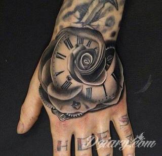 Niewielkie tatuaże na ręce. Formaty skromne i pozbawione akcentów kolorystycznych oraz rozbudowane kształty grafik, które zajmują duże fragmenty dłoni i wykorzystują palce jako np. fragmenty obrazu. 