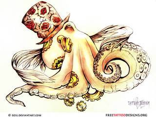 Tatuaż nie tylko dla miłośników morza i marynistyki. Ośmiornice na tatuażach przyjmują nadzwyczaj fantazyjne kształty, które zaskakują różnorodnością, a swoimi mackami ciekawie oplatają poszczególne fragmenty ludzkiego ciała. 