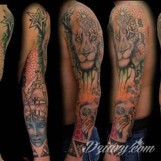 Niesamowite w swojej formie tatuaże-rękawy zajmują cała powierzchnię ramiona i przedramiona. Tworzą jednolitą zdobiącą ciało całość. Taki graficzny rękaw na skórze to tatuaż szczególnie ciekawy w przypadku aktywnych, silnych mężczyzn. 