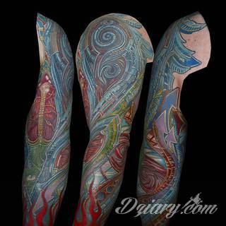 Niesamowite w swojej formie tatuaże-rękawy zajmują cała powierzchnię ramiona i przedramiona. Tworzą jednolitą zdobiącą ciało całość. Taki graficzny rękaw na skórze to tatuaż szczególnie ciekawy w przypadku aktywnych, silnych mężczyzn. 