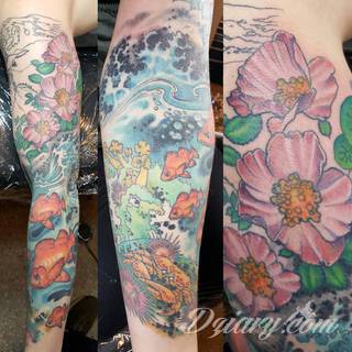 Niesamowite w swojej formie tatuaże-rękawy zajmują cała powierzchnię ramiona i przedramiona. Tworzą jednolitą zdobiącą ciało całość. Taki graficzny rękaw na skórze to tatuaż szczególnie ciekawy w przypadku aktywnych, silnych mężczyzn. 