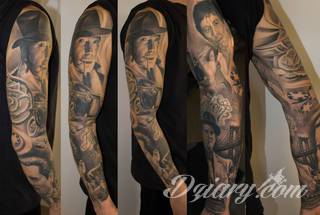 Niesamowite w swojej formie tatuaże-rękawy zajmują cała powierzchnię ramiona i przedramiona. Tworzą jednolitą zdobiącą ciało całość. Taki graficzny rękaw na skórze to tatuaż szczególnie ciekawy w przypadku aktywnych, silnych mężczyzn. 