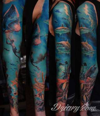 Niesamowite w swojej formie tatuaże-rękawy zajmują cała powierzchnię ramiona i przedramiona. Tworzą jednolitą zdobiącą ciało całość. Taki graficzny rękaw na skórze to tatuaż szczególnie ciekawy w przypadku aktywnych, silnych mężczyzn. 