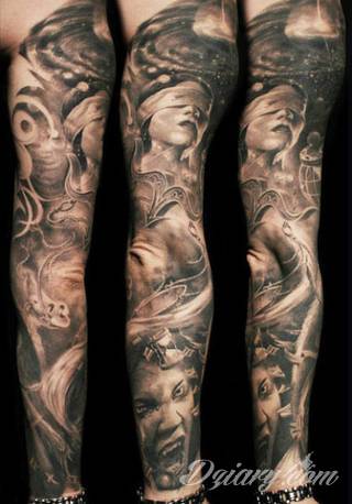 Niesamowite w swojej formie tatuaże-rękawy zajmują cała powierzchnię ramiona i przedramiona. Tworzą jednolitą zdobiącą ciało całość. Taki graficzny rękaw na skórze to tatuaż szczególnie ciekawy w przypadku aktywnych, silnych mężczyzn. 