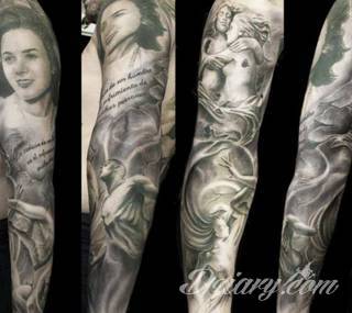 Niesamowite w swojej formie tatuaże-rękawy zajmują cała powierzchnię ramiona i przedramiona. Tworzą jednolitą zdobiącą ciało całość. Taki graficzny rękaw na skórze to tatuaż szczególnie ciekawy w przypadku aktywnych, silnych mężczyzn. 