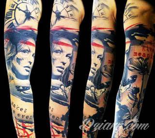 Niesamowite w swojej formie tatuaże-rękawy zajmują cała powierzchnię ramiona i przedramiona. Tworzą jednolitą zdobiącą ciało całość. Taki graficzny rękaw na skórze to tatuaż szczególnie ciekawy w przypadku aktywnych, silnych mężczyzn. 