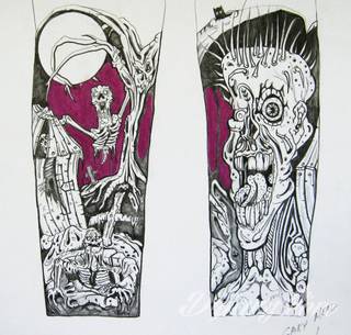 Niesamowite w swojej formie tatuaże-rękawy zajmują cała powierzchnię ramiona i przedramiona. Tworzą jednolitą zdobiącą ciało całość. Taki graficzny rękaw na skórze to tatuaż szczególnie ciekawy w przypadku aktywnych, silnych mężczyzn. 