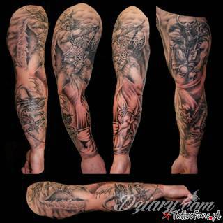 Niesamowite w swojej formie tatuaże-rękawy zajmują cała powierzchnię ramiona i przedramiona. Tworzą jednolitą zdobiącą ciało całość. Taki graficzny rękaw na skórze to tatuaż szczególnie ciekawy w przypadku aktywnych, silnych mężczyzn. 