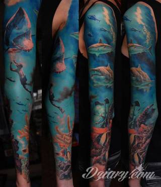 Niesamowite w swojej formie tatuaże-rękawy zajmują cała powierzchnię ramiona i przedramiona. Tworzą jednolitą zdobiącą ciało całość. Taki graficzny rękaw na skórze to tatuaż szczególnie ciekawy w przypadku aktywnych, silnych mężczyzn. 