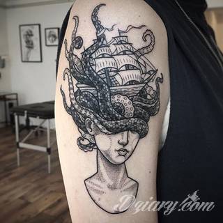 Niesamowite w swojej formie tatuaże-rękawy zajmują cała powierzchnię ramiona i przedramiona. Tworzą jednolitą zdobiącą ciało całość. Taki graficzny rękaw na skórze to tatuaż szczególnie ciekawy w przypadku aktywnych, silnych mężczyzn. 