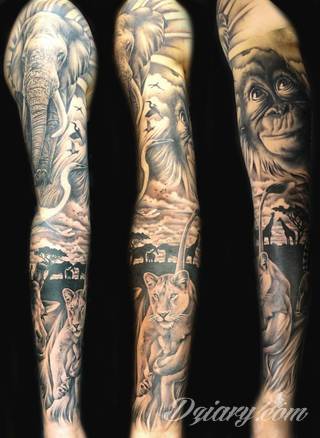 Niesamowite w swojej formie tatuaże-rękawy zajmują cała powierzchnię ramiona i przedramiona. Tworzą jednolitą zdobiącą ciało całość. Taki graficzny rękaw na skórze to tatuaż szczególnie ciekawy w przypadku aktywnych, silnych mężczyzn. 