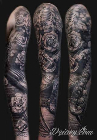 Niesamowite w swojej formie tatuaże-rękawy zajmują cała powierzchnię ramiona i przedramiona. Tworzą jednolitą zdobiącą ciało całość. Taki graficzny rękaw na skórze to tatuaż szczególnie ciekawy w przypadku aktywnych, silnych mężczyzn. 