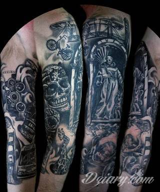 Niesamowite w swojej formie tatuaże-rękawy zajmują cała powierzchnię ramiona i przedramiona. Tworzą jednolitą zdobiącą ciało całość. Taki graficzny rękaw na skórze to tatuaż szczególnie ciekawy w przypadku aktywnych, silnych mężczyzn. 