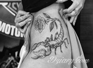 Tatuaże ze skorpionami są drapieżne, groźne, wizualnie niepokojące. Podkreślają mocne, męskie ciało, choć coraz chętniej z motywów skropiona korzystają również kobiety. Tatuaże zwracają uwagę bogatą kolekcją motywów - skorpion przybiera na nich różnorodną formę. 