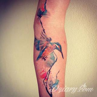 Akwarelowe tatuaże watercolor stanowią intrygujące połączenie unikatowych wzorów i rozbudowanej kolorystyki. Kreska jest w nich rozmyta; tworzą intrygujący efekt graficzny farby swobodnie przelewanej na skórze. 