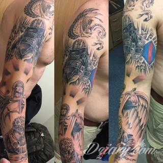 Charakterystyczne tatuaże wojskowe to grafiki żołnierskie podkreślające twardość i nieustępliwość. Czaszka w berecie konkretnego batalionu, oddział paradujący z flagą, bohater wojenny - mnogość grafik robi pod tym względem ogromne wrażenie. 