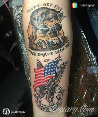 Charakterystyczne tatuaże wojskowe to grafiki żołnierskie podkreślające twardość i nieustępliwość. Czaszka w berecie konkretnego batalionu, oddział paradujący z flagą, bohater wojenny - mnogość grafik robi pod tym względem ogromne wrażenie. 