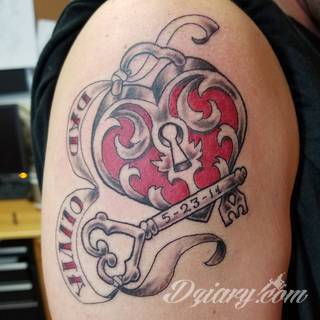 Kłódka, zamek z kluczem, symboliczna brama tworząca wejście do wnętrza - tego typu tatuaże symbolizują otwarcie, ale blokadę, wstęp do środka wyłącznie dla uprawnionych. Tatuaże eksponujące zamek z kluczem to przede wszystkim ciekawe wzornictwo niebanalnie łączące się z ciekawą kolorystyką. 