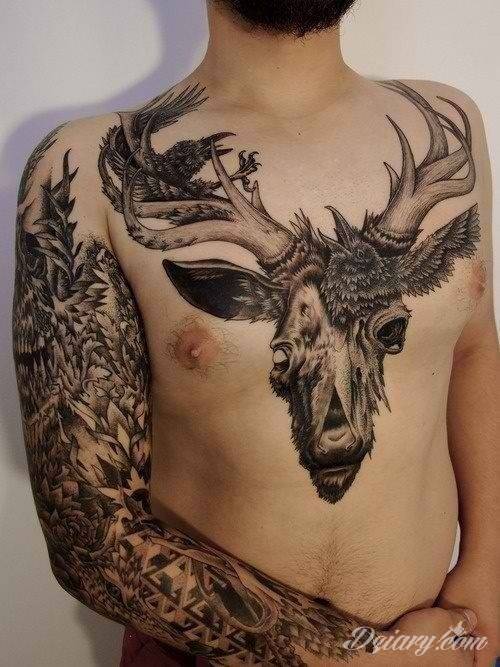 Tatuaż Czaszka jelenia na...