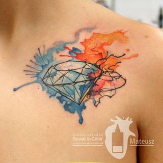 Akwarelowy diamencik wykonany przez Meffa ze studia Speak In Color! https://www.facebook.com/SpeakInColorTattoo