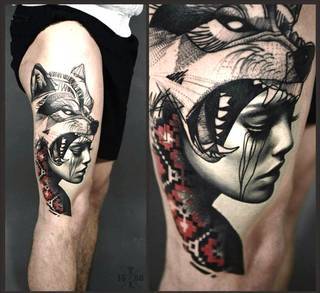 Ciekawy tatuaż na udzie