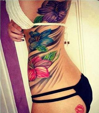 dużo koloru, kwiaty, kobieta, kolorowe, bok