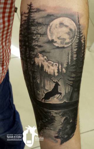 Leśny motyw w wykonaniu Malina ze studia Speak In Color! https://www.facebook.com/SpeakInColorTattoo